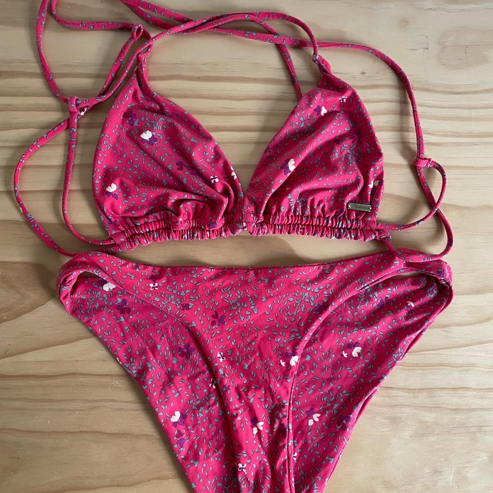 Volcom Women's Red Floral Bikini Set